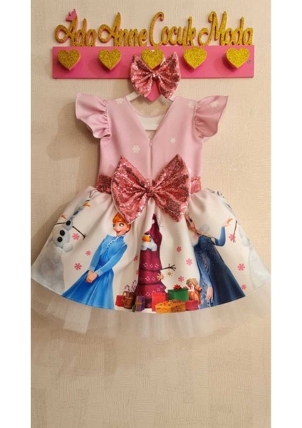 Kız Çocuk Pembe Elsa Karlar Kraliçesi Tüllü Kabarık Elbise modelleri