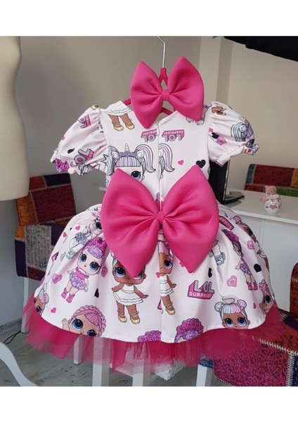 Lol Kabarık Elbise Fuşya Detaylı