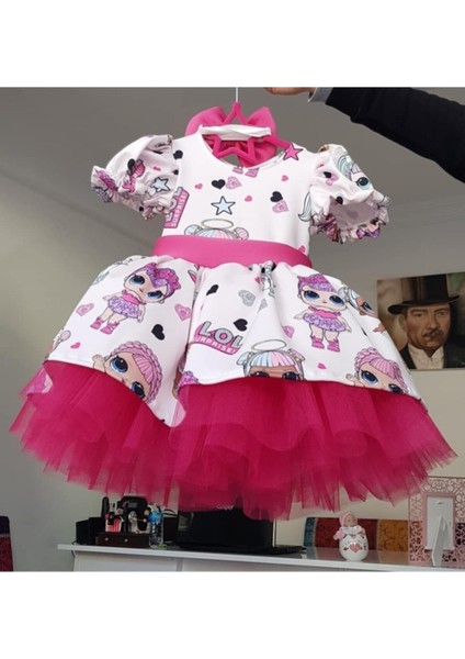 Lol Kabarık Elbise Fuşya Detaylı modelleri