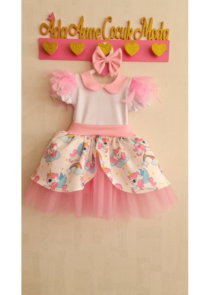 My Little Pony Unicorn Desenli Kabarık Bebe Yaka Elbise fırsatları