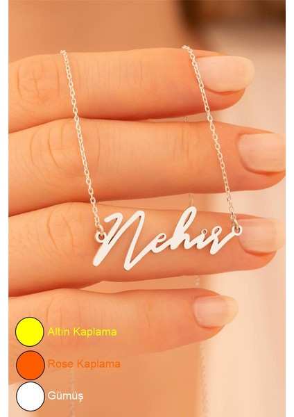 Kadın Gümüş Kolye - Nehir Yazılı 925 Ayar Gümüş Kadın Kolye
