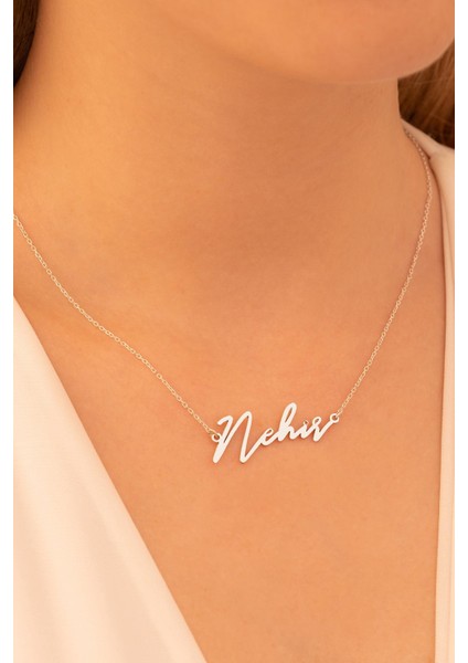 Kadın Gümüş Kolye - Nehir Yazılı 925 Ayar Gümüş Kadın Kolye modelleri