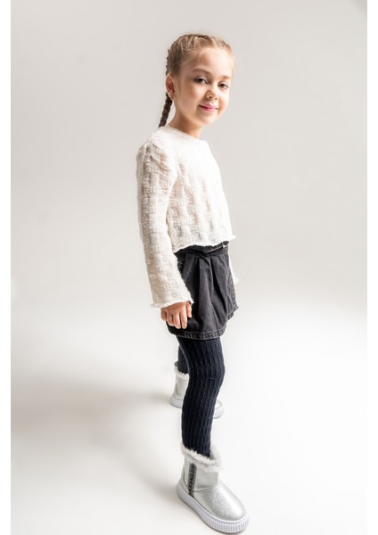 Kız Çocuk Gümüş Simli Suni Deri Kürklü Anatomik Kar Botu fiyatları