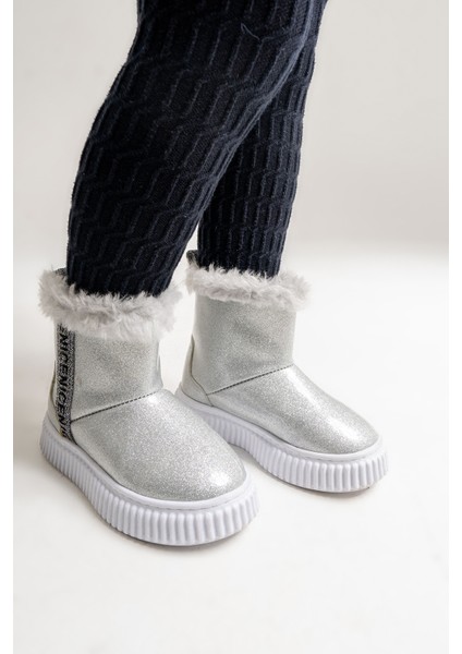 Kız Çocuk Gümüş Simli Suni Deri Kürklü Anatomik Kar Botu indirimleri