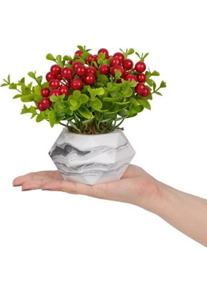 Tekno Trust Mermer Saksıda Yapay Yılbaşı Çiçeği