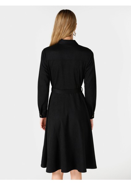 Dar Kesim Shirt Yaka Siyah Kadın Elbise CL1065833_Q1.V1_BLK modelleri