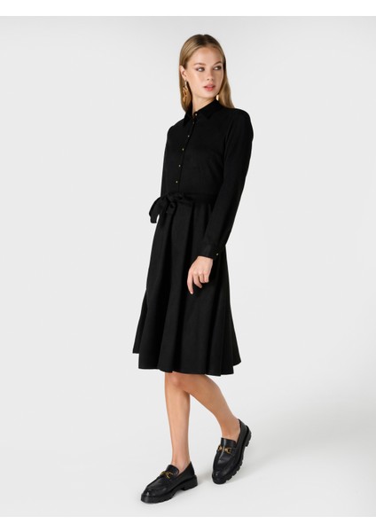 Dar Kesim Shirt Yaka Siyah Kadın Elbise CL1065833_Q1.V1_BLK fırsatları