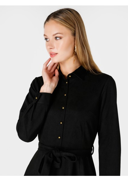 Dar Kesim Shirt Yaka Siyah Kadın Elbise CL1065833_Q1.V1_BLK indirimleri