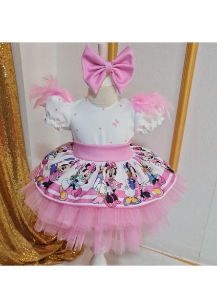 Kız Çocuk Minnie Miki Mouse Tüllü Kabarık Elbise