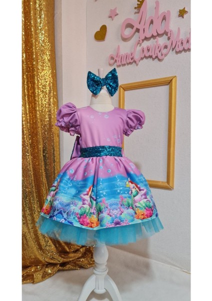 Kız Çocuk Deniz Kızı Tüllü Kabarık Elbise