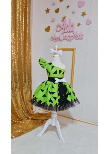 Kız Çocuk Yeşil Çakıl Çakmaktaş Taşdevri Kostüm Elbise fiyatları