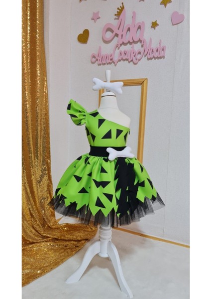 Kız Çocuk Yeşil Çakıl Çakmaktaş Taşdevri Kostüm Elbise fırsatları