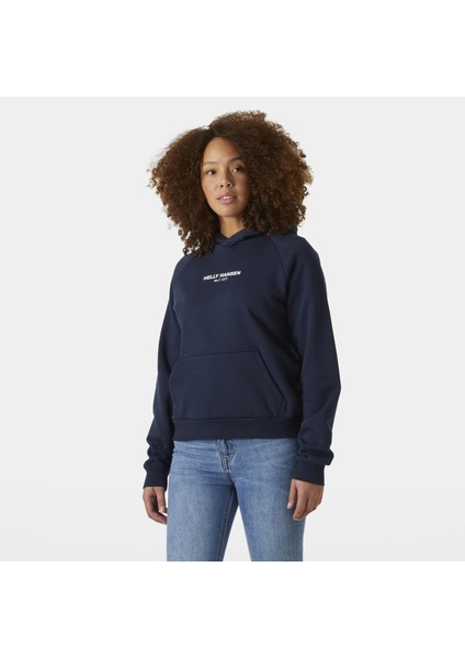 W Cotton Fleece Hoodıe Sweatshırt HHA.54161-NAVY