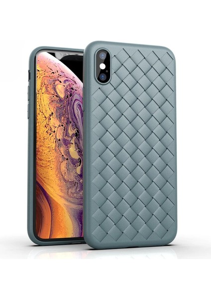 iPhone Xs Max Uyumlu Tlp Örgü Desenli Silikon Kapak