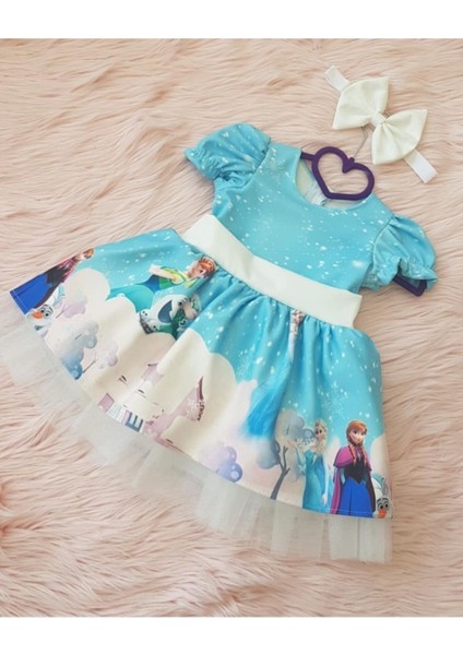 Elsa Karlar Kraliçesi Kabarık Mavi Elbise fiyatları