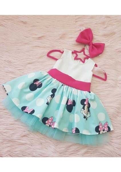 Kız Çocuk Minnie Mickey Mouse Desenli Tüllü Kabarık Elbise fiyatları