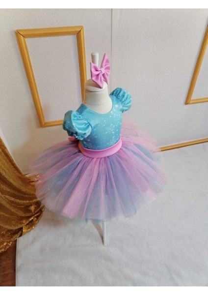 Mavi Pembe Tüllü Kabarık Karlar Kraliçesi Elbise fiyatları