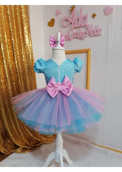 Mavi Pembe Tüllü Kabarık Karlar Kraliçesi Elbise modelleri