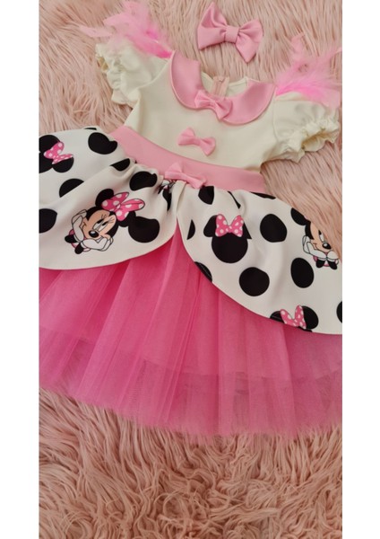 Kız Çocuk Mickey (Miki) Mouse Kabarık Pembe Tüllü Elbise