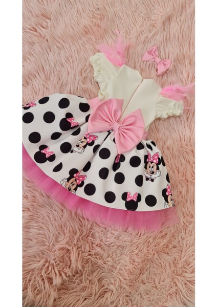 Kız Çocuk Mickey (Miki) Mouse Kabarık Pembe Tüllü Elbise