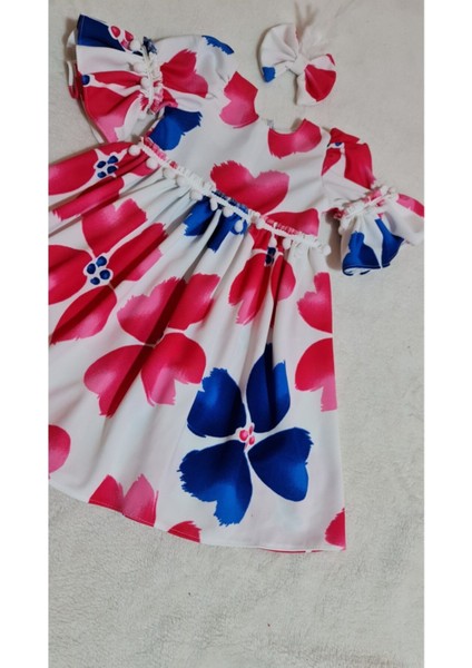 Kız Çocuk Renkli Çiçekli Ispanyol Kollu Elbise fiyatları