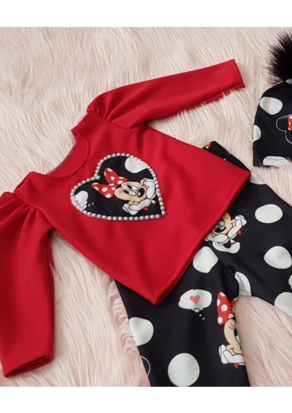 Kız Çocuk Mickey Mouse Baskili Tayt Bluz Sapka Takim fiyatları