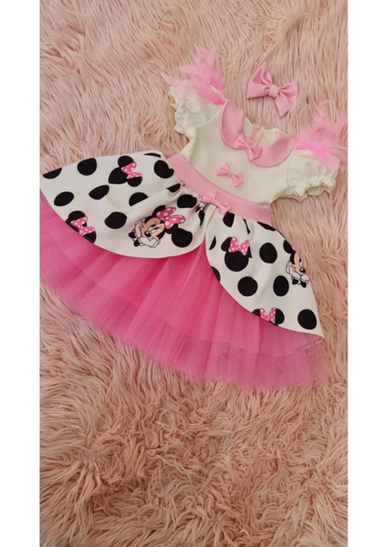 Kız Çocuk Mickey (Miki) Mouse Kabarık Pembe Tüllü Elbise