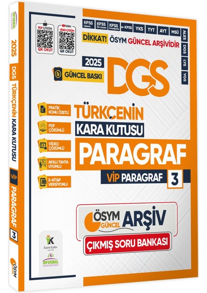 2025 DGS Türkçenin Kara Kutusu Paragraf 3 Vip ÖSYM Çıkmış Soru Havuzu Bankası