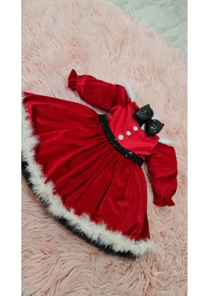 Kabarık Tüllü Kırmızı Kadife Kız Çocuk Elbise fiyatları