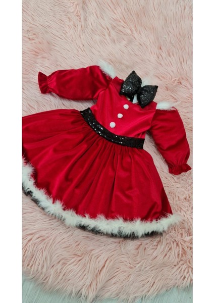 Kabarık Tüllü Kırmızı Kadife Kız Çocuk Elbise modelleri