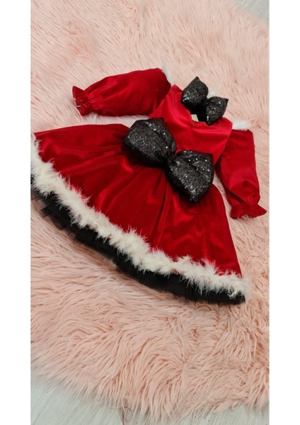 Kabarık Tüllü Kırmızı Kadife Kız Çocuk Elbise fırsatları