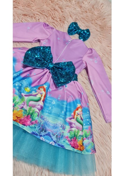 Kız Çocuk Kabarık Tüllü Bebe Yakalı Deniz Kızı Elbisesi modelleri