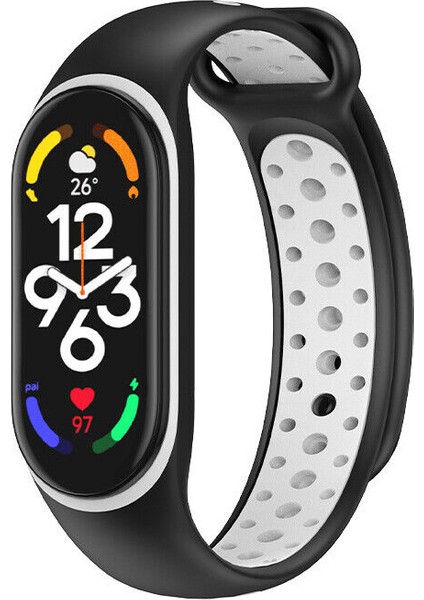 Xiaomi Mi Band 5 6 7 Uyumlu Delikli Spor Silikon Kordon Kayış