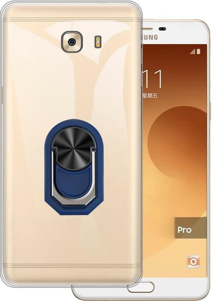 Samsung Galaxy C9 Pro Kılıf Kickstand Yüzüklü Tpu Sililkon Kılıf