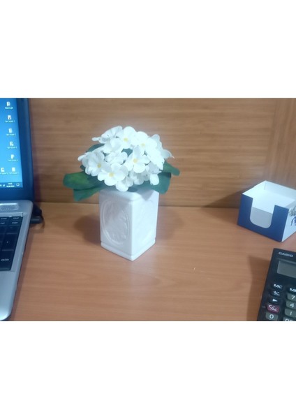 Tekno Trust Sfeyx Çiçek,beyaz Yapay Çiçek ve Vazo Dekoratif Çiçekli Kare 8X8X16CM News Sfey 997516