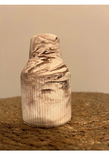 Dekoratif Mermer Desenli Mini Beton Vazo