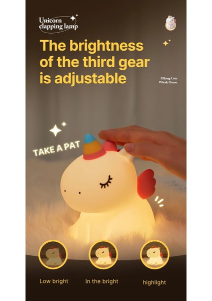 Yumuşak Silikon Unicorn Mini Gece Lambası