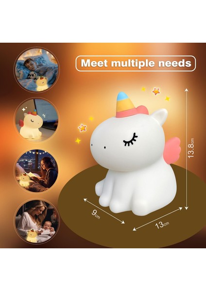 Yumuşak Silikon Unicorn Mini Gece Lambası