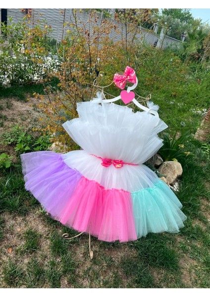 Kız Çocuk Kabarık Tüllü Renkli Abiye Elbise fiyatları