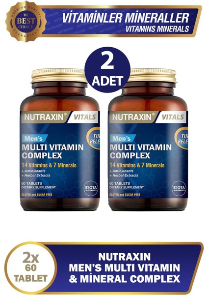 Men's MultiVitamin Complex 60 Tablet x 2 Adet
