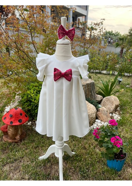 Kız Çocuk Pileli Beyaz Elbise modelleri