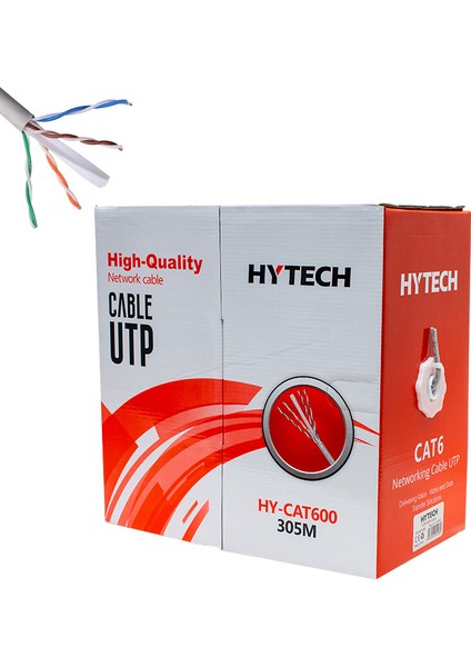 Hytech HY-CAT600 25 Awg Utp Gri 305 Metre Internet Cat6 Kablo Ethernet Kablosu