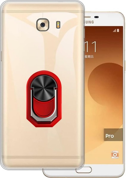 Samsung Galaxy C9 Pro Kılıf Kickstand Yüzüklü Tpu Sililkon Kılıf