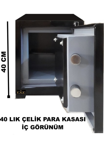 Ev ve Ofis Tipi Çelik Para Kasası 40 cm 50 kg Siyah