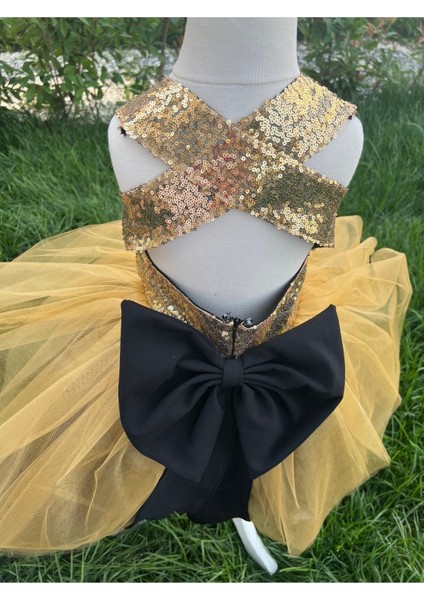 Kız Çocuk Gold Payet Detaylı Tüllü Kabarık Abiye Elbise fırsatları