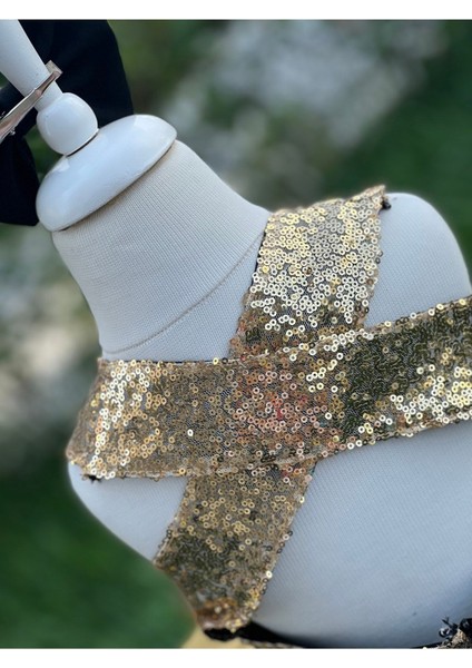 Kız Çocuk Gold Payet Detaylı Tüllü Kabarık Abiye Elbise indirimleri