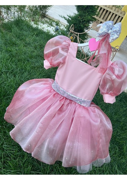 Kız Çocuk Pudra Pembe Kabarık Tüllü Abiye Elbise indirimleri