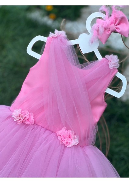 Kız Çocuk Pembe Kabarık Tüllü Tasarım Abiye Elbise indirimleri