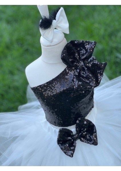 Kız Çocuk Beyaz Kabarık Tütü Etekli Siyah Payet Crop Bluz Takım fiyatları