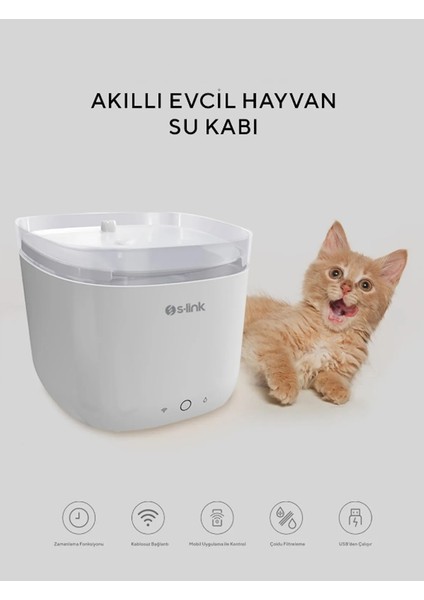 Sl-22 1.9 Litre Wifii Akıllı Evcil Hayvan Su Kabı Otomatik Kedi Köpek Su Kabı Tuya Destekli